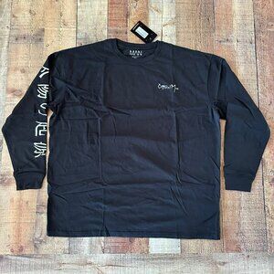 Boohoo Man black long sleeve crew neck kyoto dragon graphic tshirt men's xl